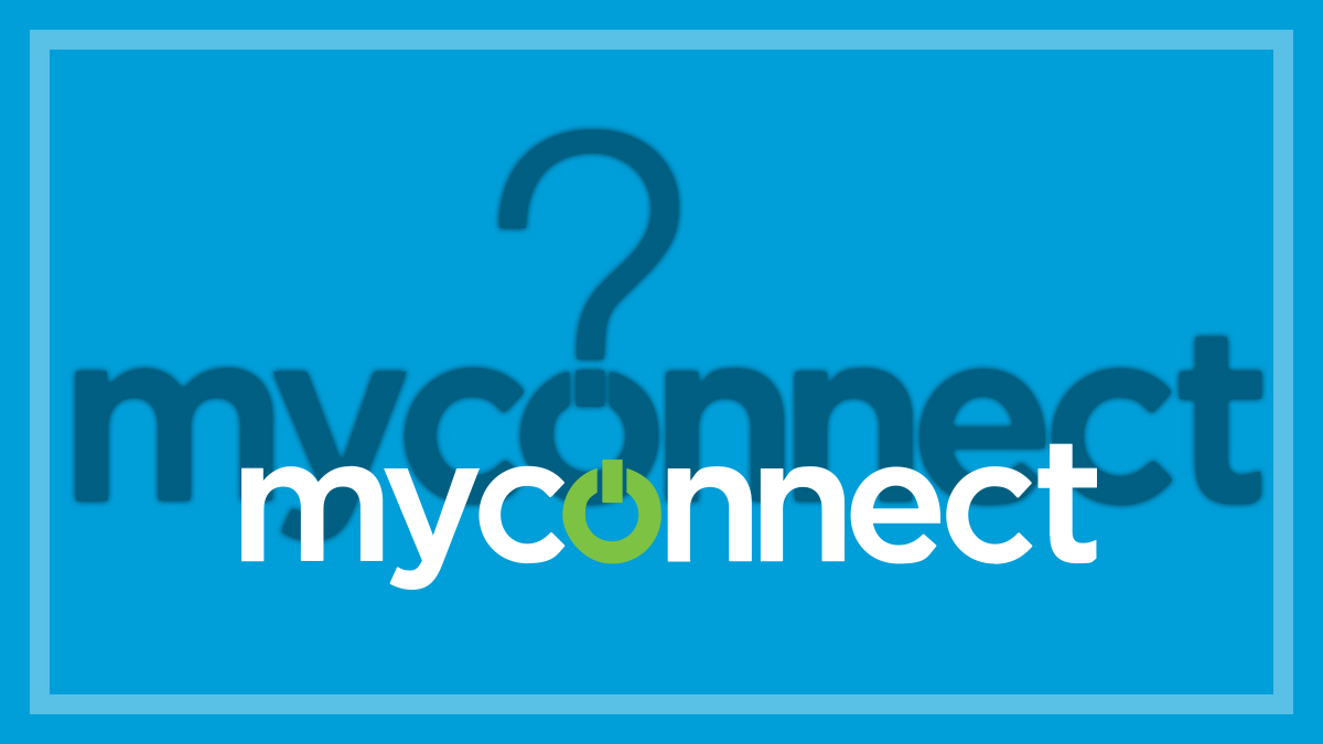myconnect logo with a question mark in the large shadow behind