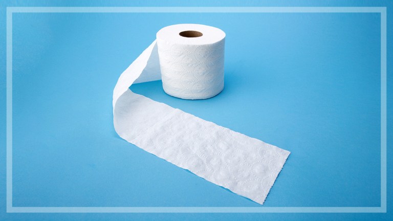 roll of toilet paper on a blue background