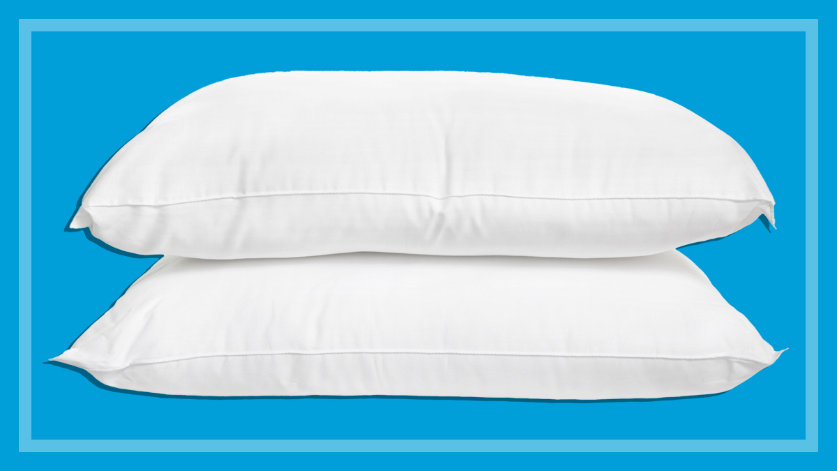 white pillows on blue background