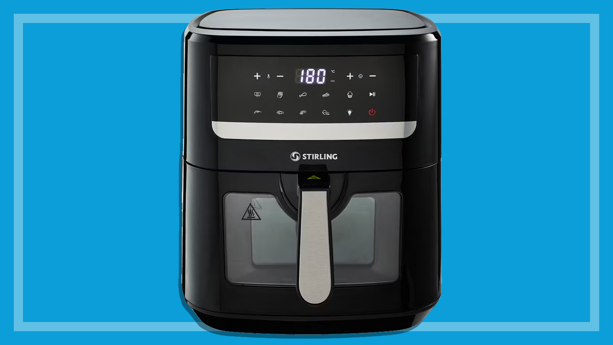 aldi digital air fryer on blue background