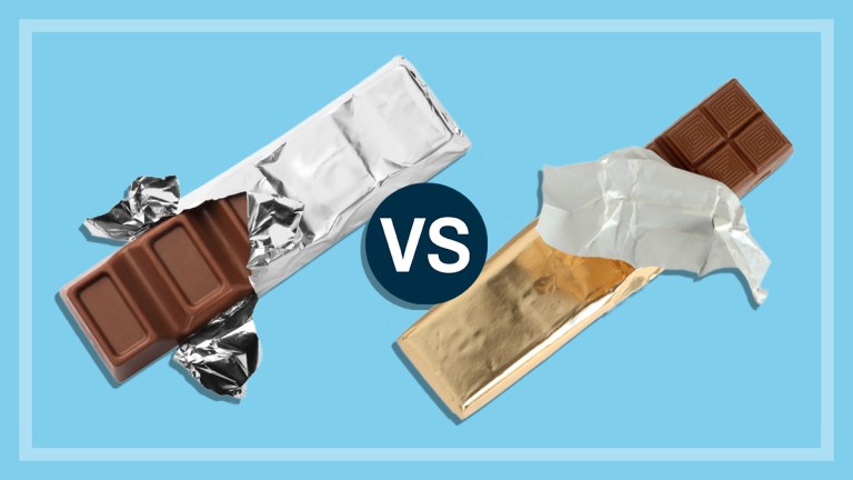 a cheap and expensive chocolate block