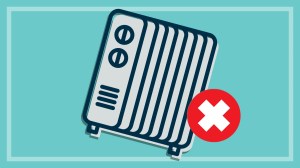 illustration of an electric heater with a cross on red