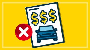 Illustration of a car insurance policy with cross