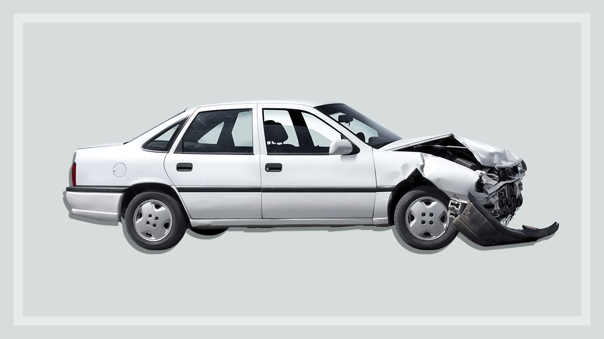 car with crumpled bonnet