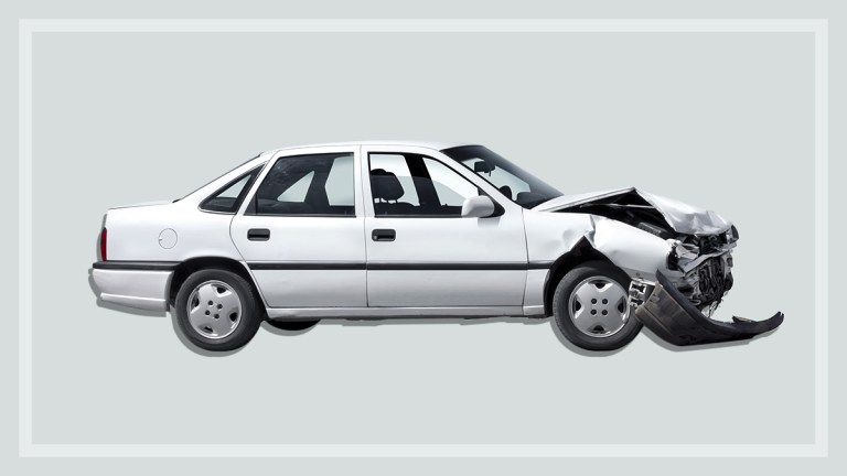 car with crumpled bonnet