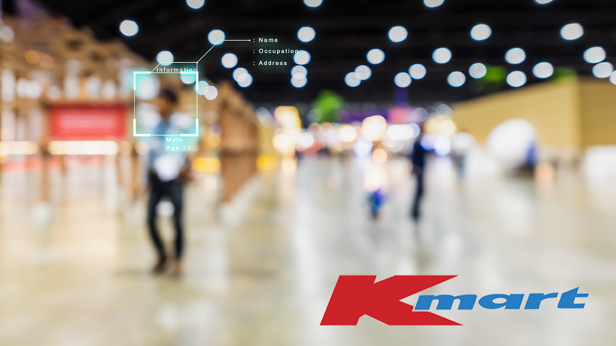 facial recognition technology in store and kmart logo