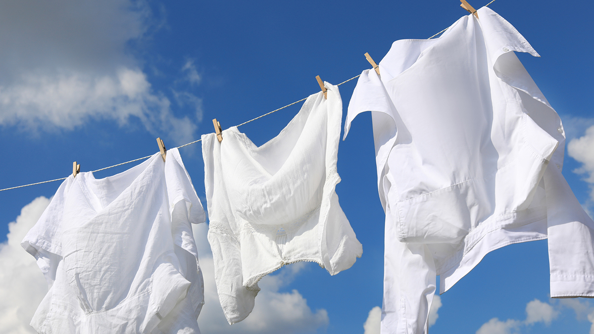 clothes hanging on line in sun