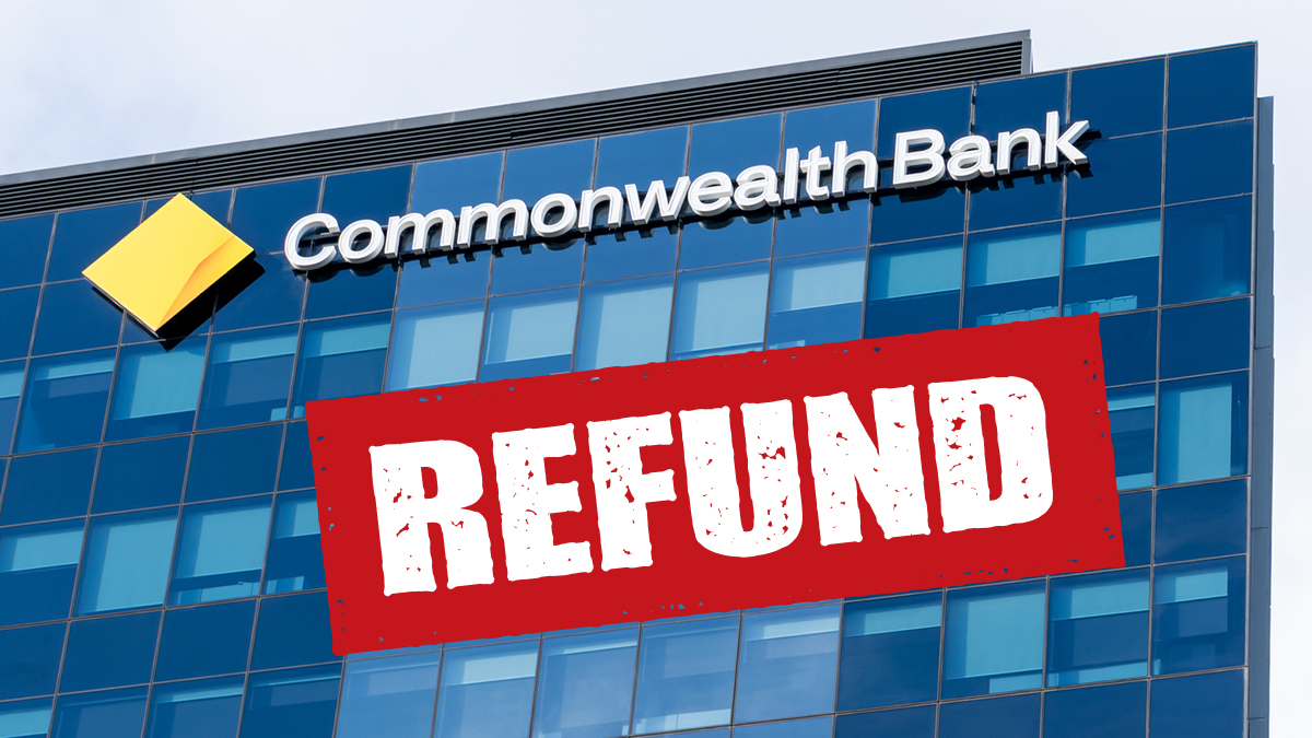 commonwealth bank building with refund stamp