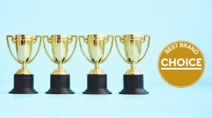 four trophies and choice best brand award logo