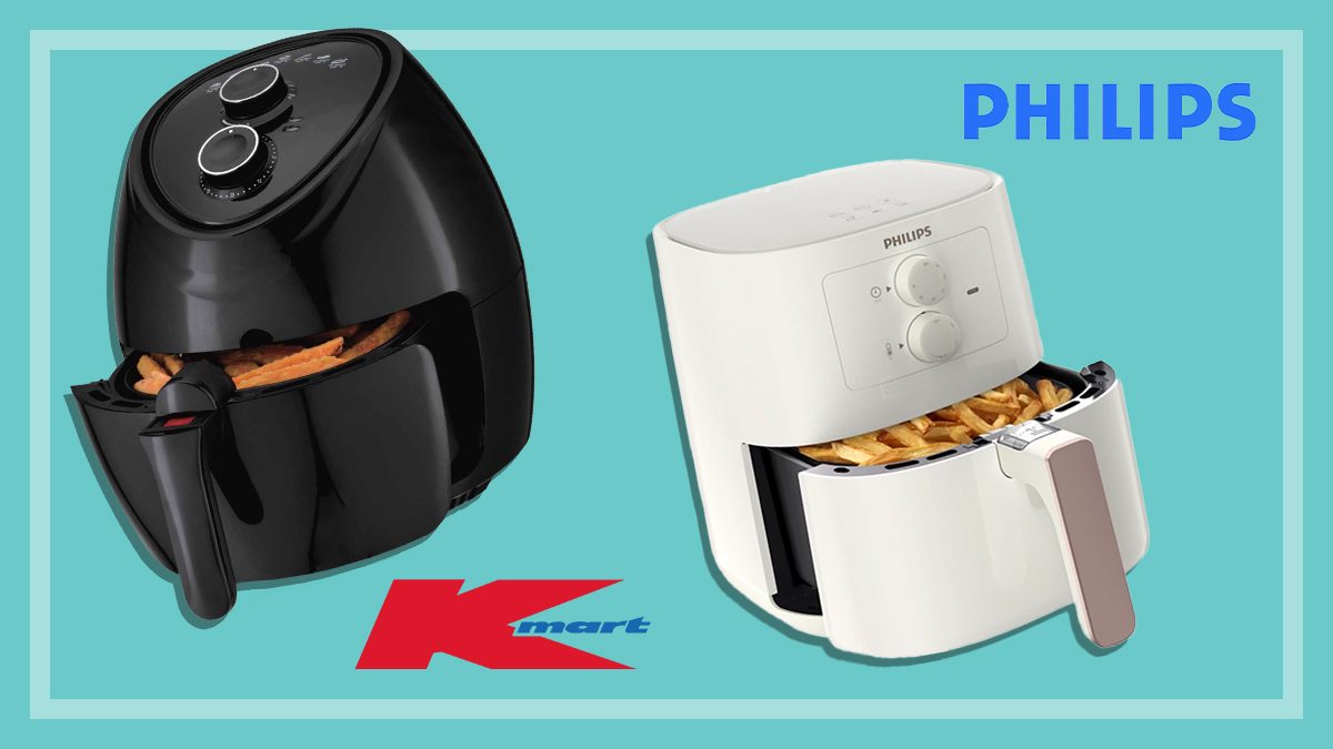kmart anko 5.3l and philips air fryers and their company logos
