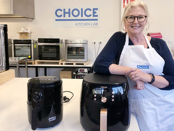 choice_tester_fiona_mair_with_two_air_fryers_tested