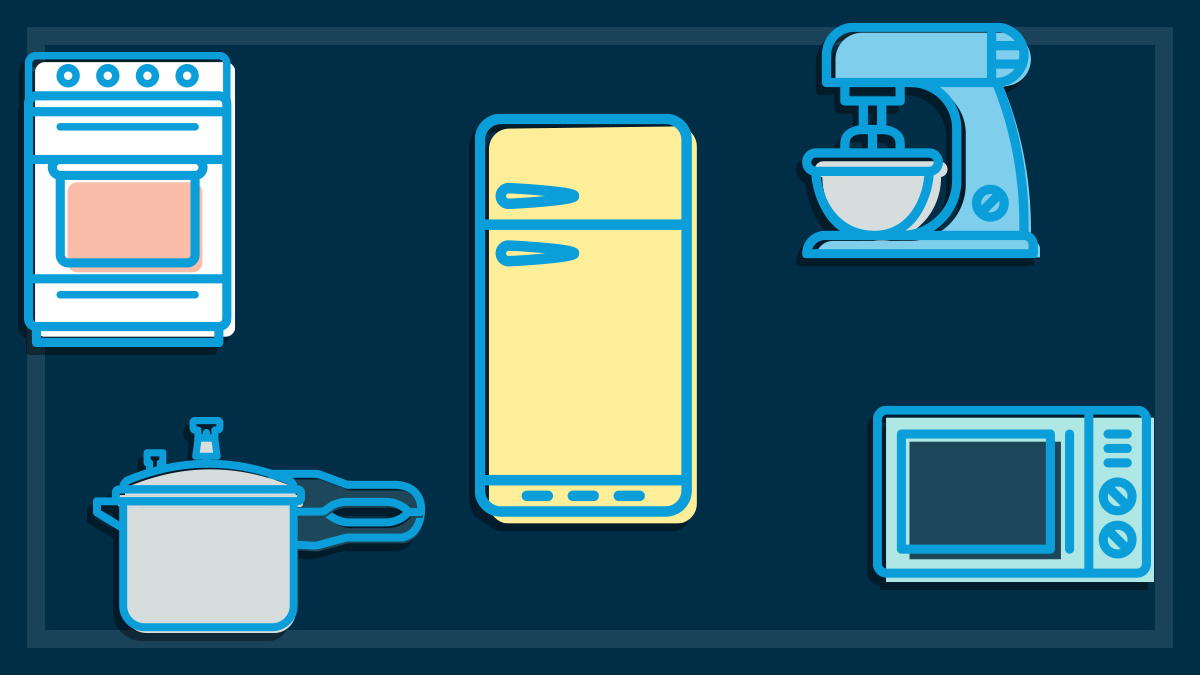 five old appliances illustration