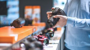 person shopping for electronics instore