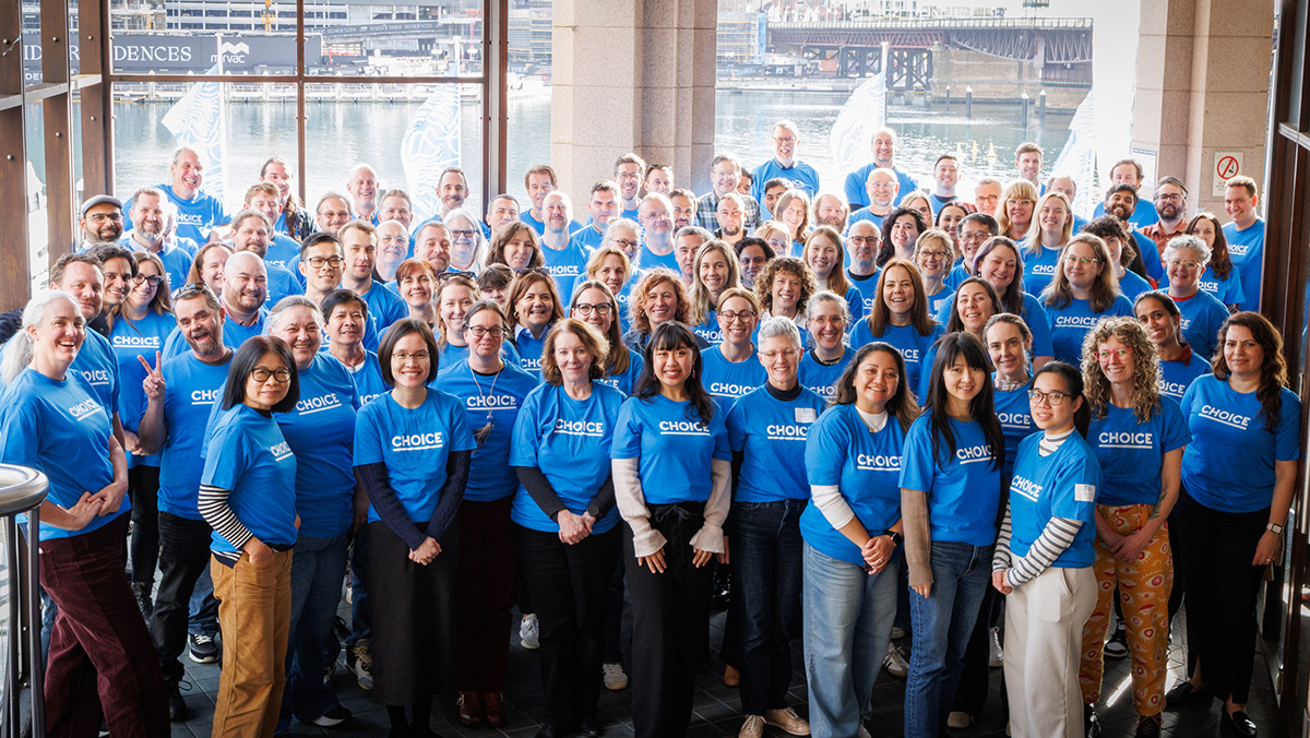 choice staff in blue choice tshirts
