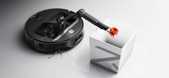 Roborock Saros Z70 showing off its retractable mechanical arm.