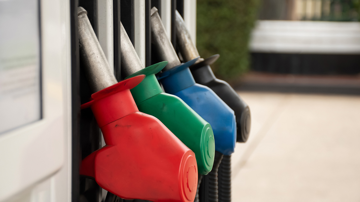 petrol pumps at service station