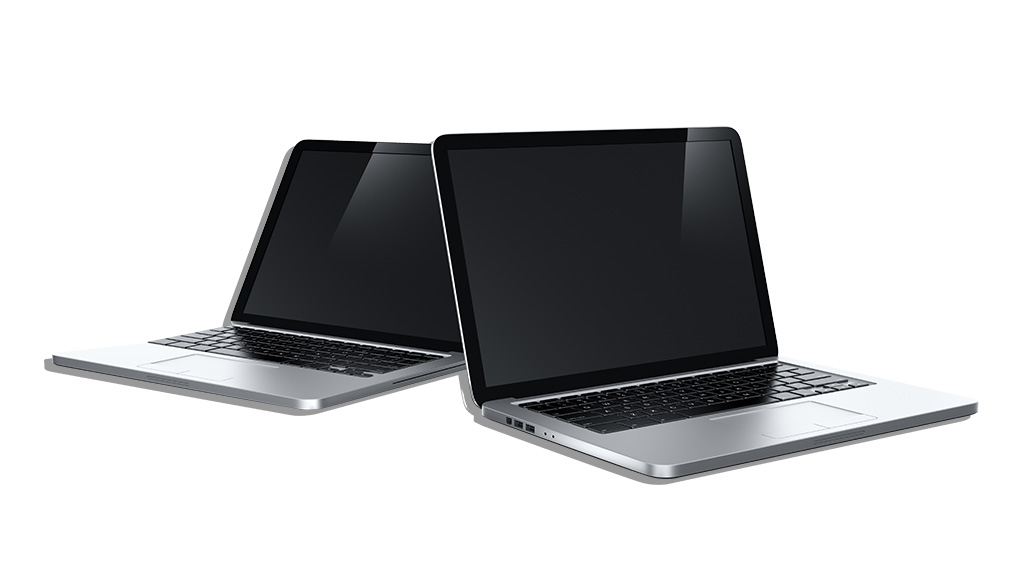 two laptops on a white background