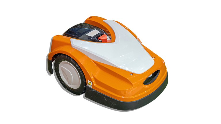robot lawn mower on a white background