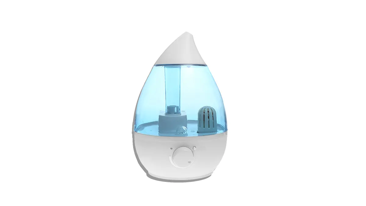 blue and white humidifier on a white background