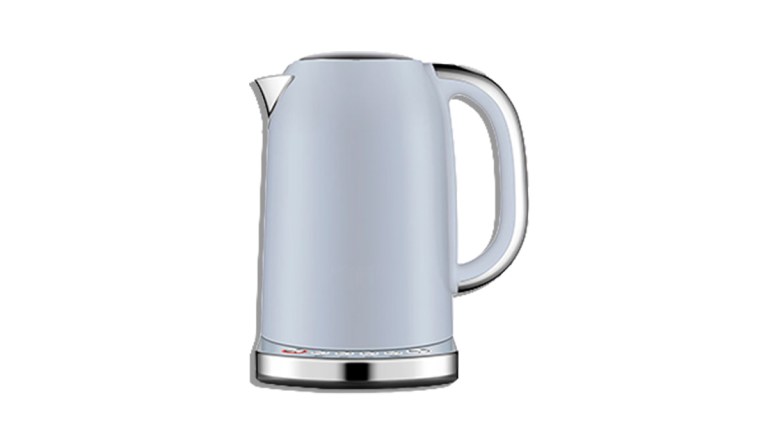 lavender kettle on white background